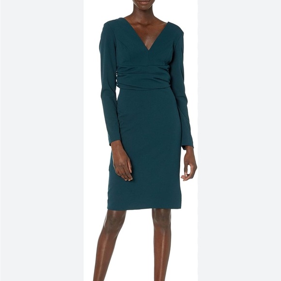 Dress the Population Women's Drew Long Sleeve Stretch Dress in Pine, size small - Picture 1 of 5